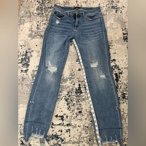 Judy Blue Light Blue Distressed Straight Leg Jeans